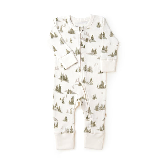 MakeMake Organics Organic Baby Clothing 2-Way Zip Romper Footies Infant Boy Girl Gender Neutral (Frosted Fir 18-24 Months)