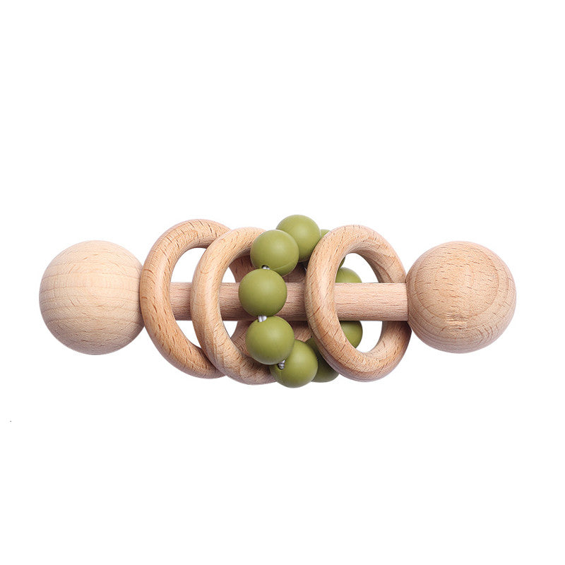 Beech Wooden Teething Rattle Toy for Babies