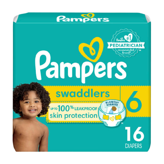 Pampers Swaddlers Diapers - Size 6 16 Count Ultra Soft Disposable Baby Diapers