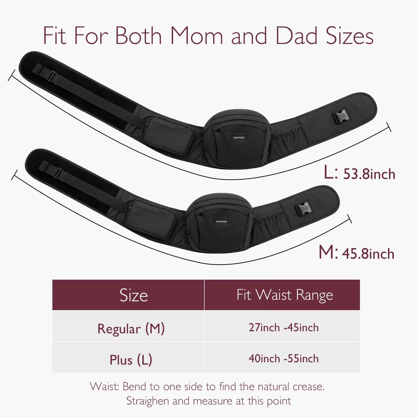 Baby Hip Seat Carrier with Adjustable Waistband 3D Belly Protector EVA Massage Board M Size