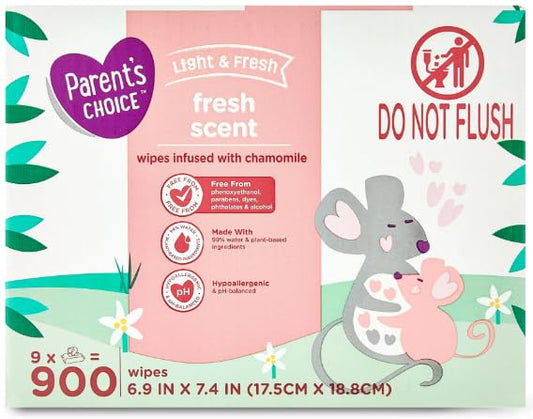 Parents Choice Fresh Scent Baby Wipes 900 Count