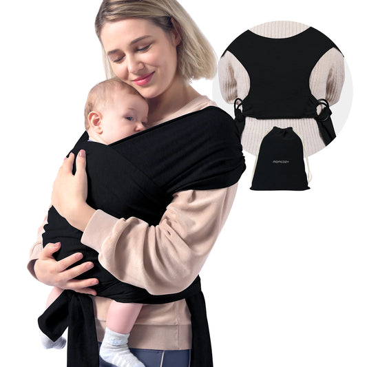 Baby Wrap Carrier, Adjustable Baby Carriers for Newborn to Toddler 7–44 Lb (About 0–36 Months), Black