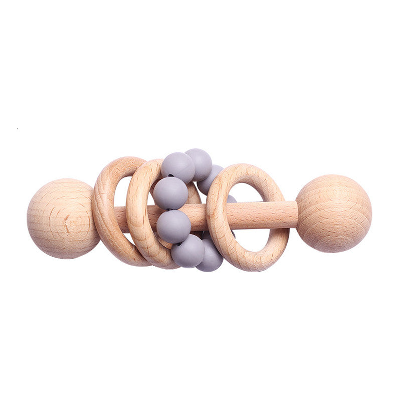 Beech Wooden Teething Rattle Toy for Babies