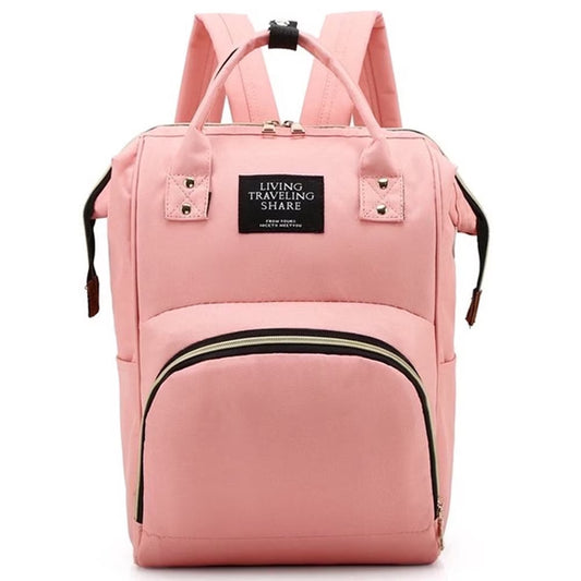 Diaper Bag Backpack, Multifunctional Mommy Nappy Bags with Insulated Pockets, Waterproof, Large Capacity, Pink