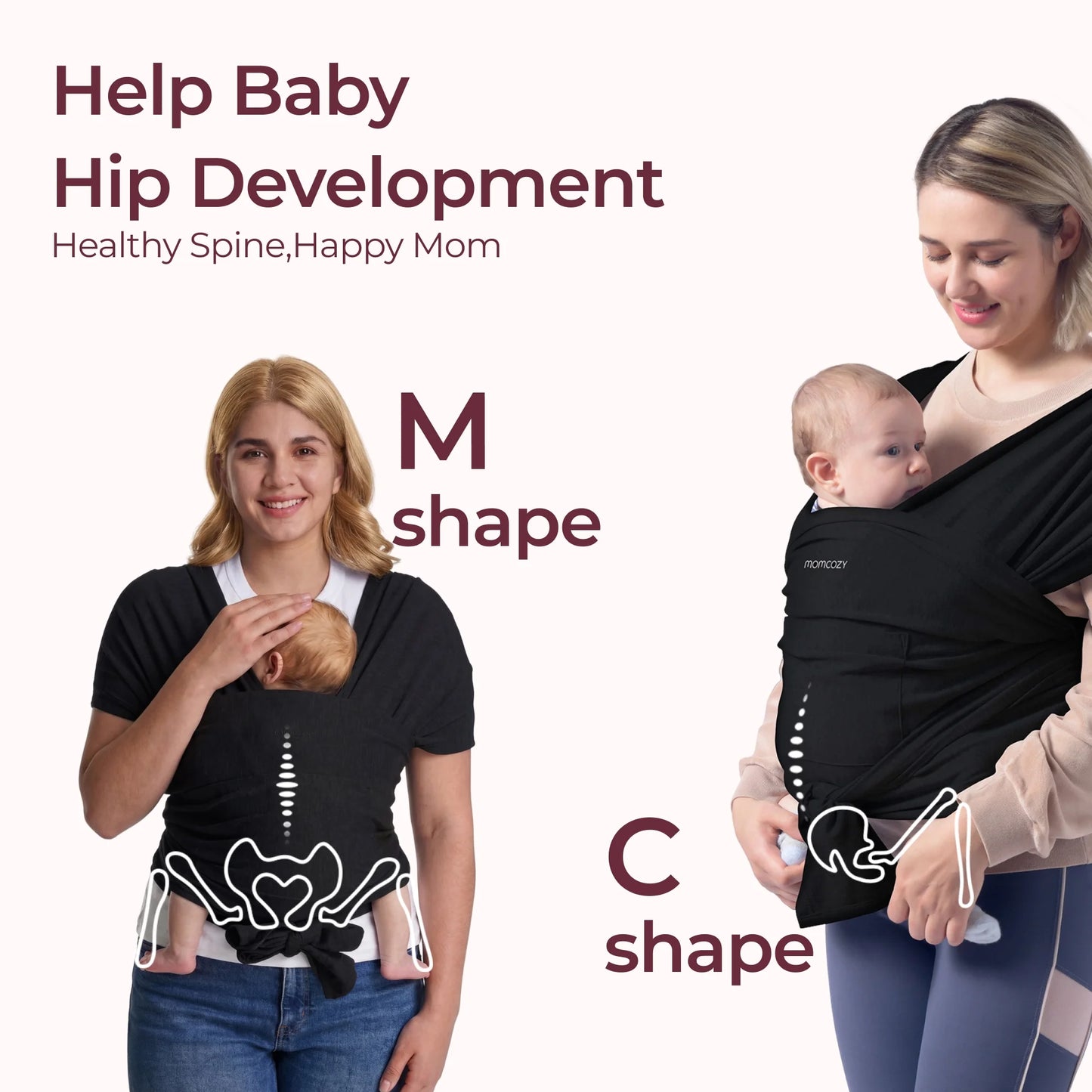 Baby Wrap Carrier, Adjustable Baby Carriers for Newborn to Toddler 7–44 Lb (About 0–36 Months), Black