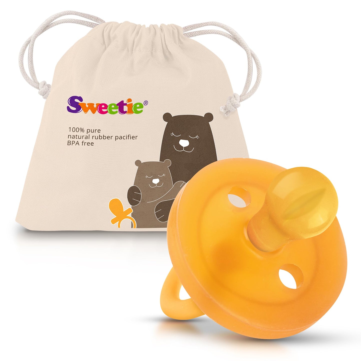 SWEETIE Rubber Pacifier Natural Rubber Pacifier Rounded 1 Count Original Natural Rubber Pacifier (12-18 Month/Large)