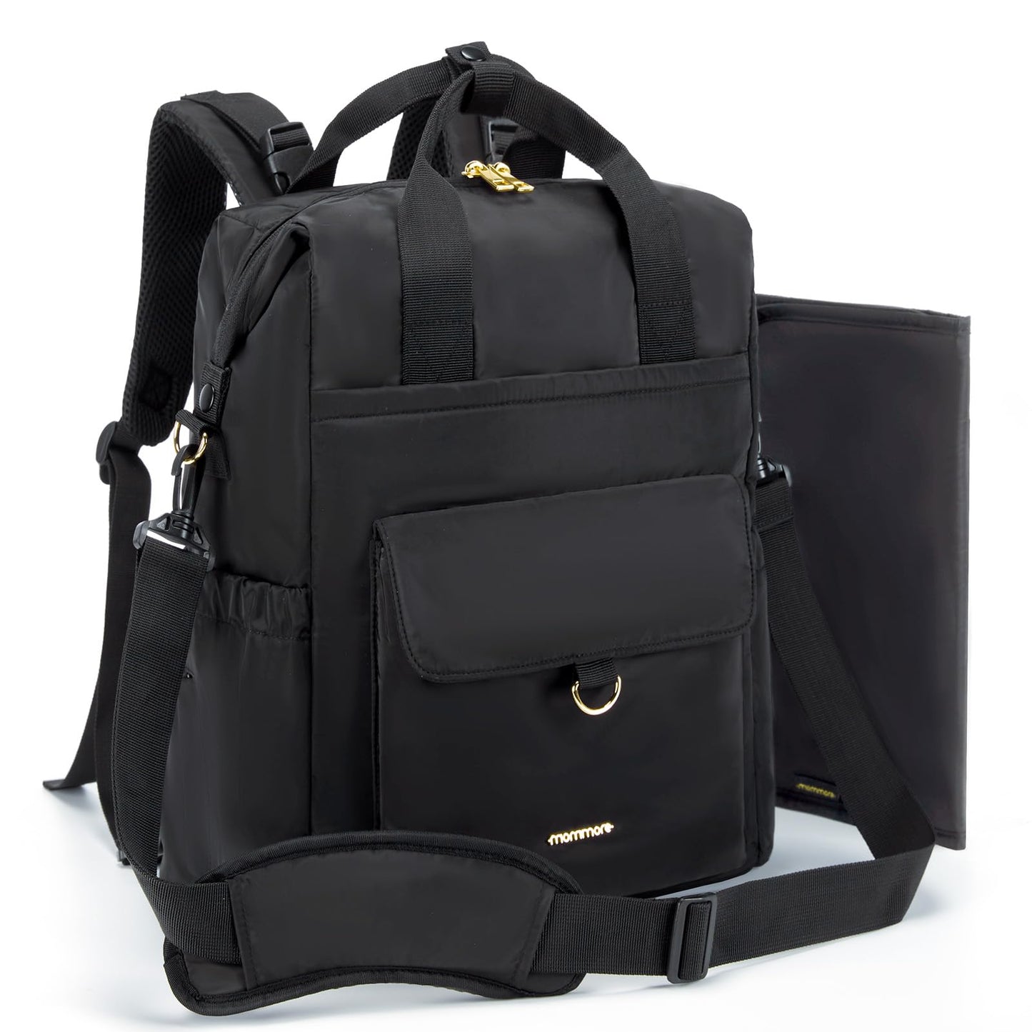 mommore Diaper Bag Backpack Large Baby Bag for Girl Boy Convertible Diaper Bag Tote with Changing Pad Insulated Pockets Stroller Buckles Travel Diaper Bag with Removable Shoulder Strap