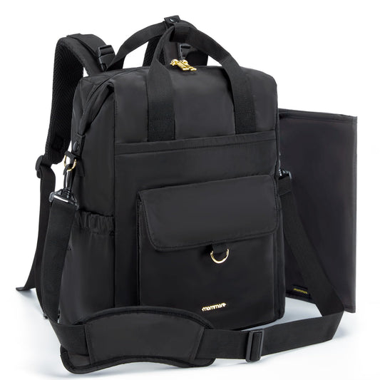 mommore Diaper Bag Backpack Large Baby Bag for Girl Boy Convertible Diaper Bag Tote with Changing Pad Insulated Pockets Stroller Buckles Travel Diaper Bag with Removable Shoulder Strap