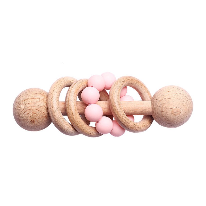 Beech Wooden Teething Rattle Toy for Babies