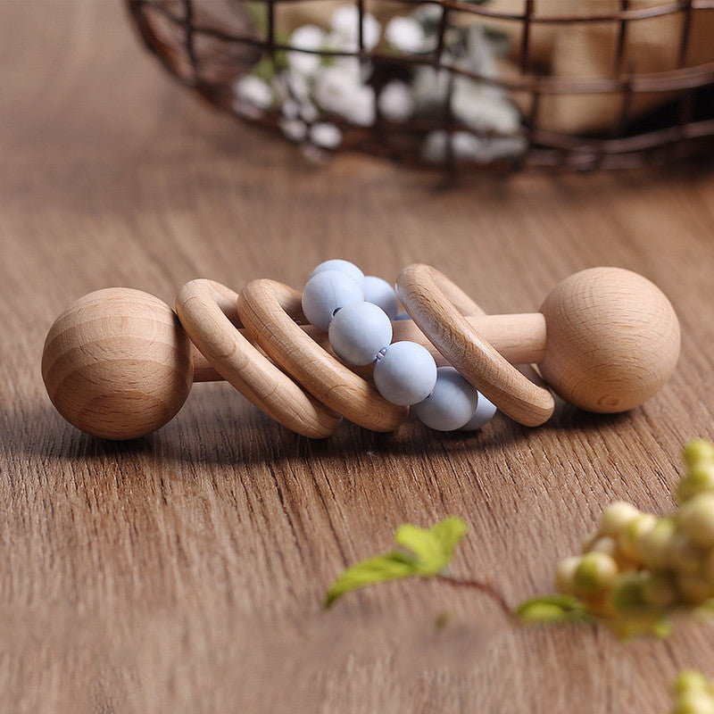 Beech Wooden Teething Rattle Toy for Babies