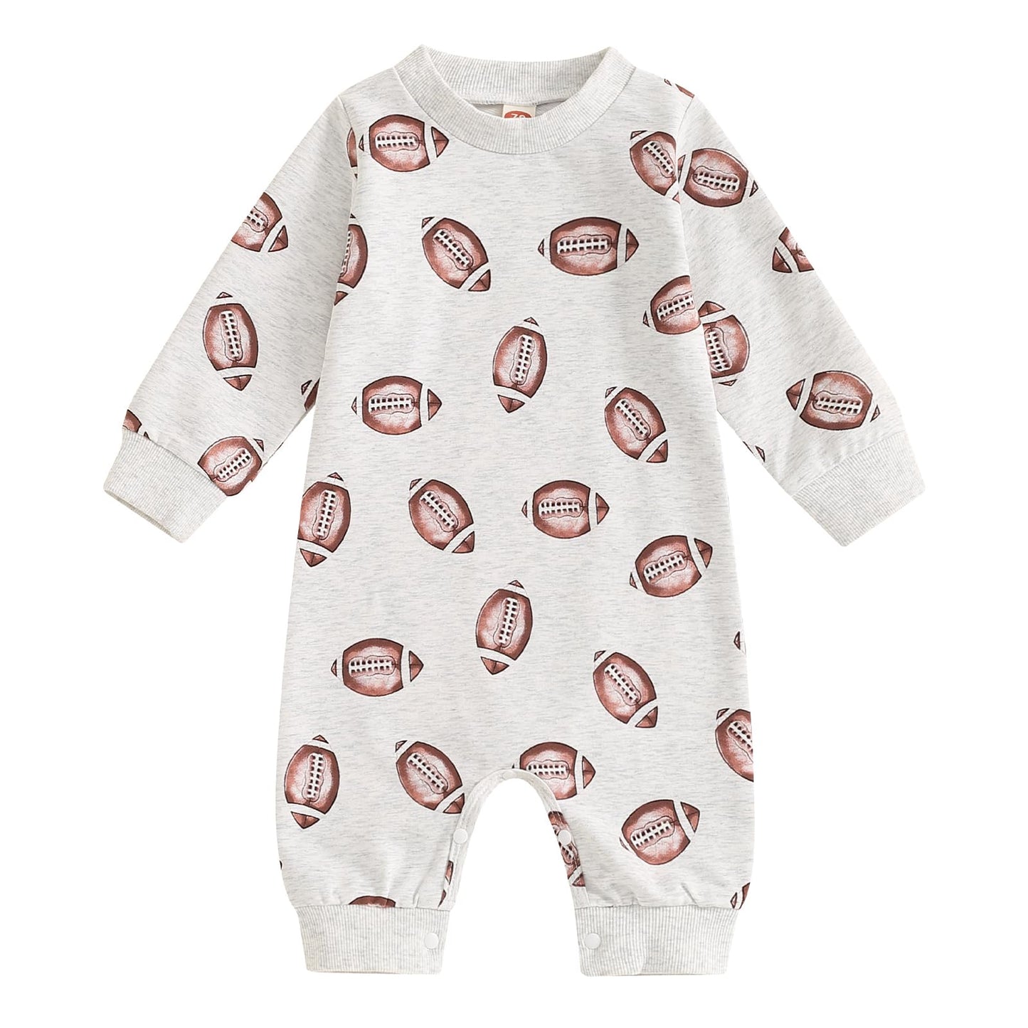 FYBITBO Infant Baby Boy Girl Clothing Football Long Sleeve Jumpsuit Romper Newborn Football Outfit Fall Clothes (Gray-Football Outfit 0-3 Months)