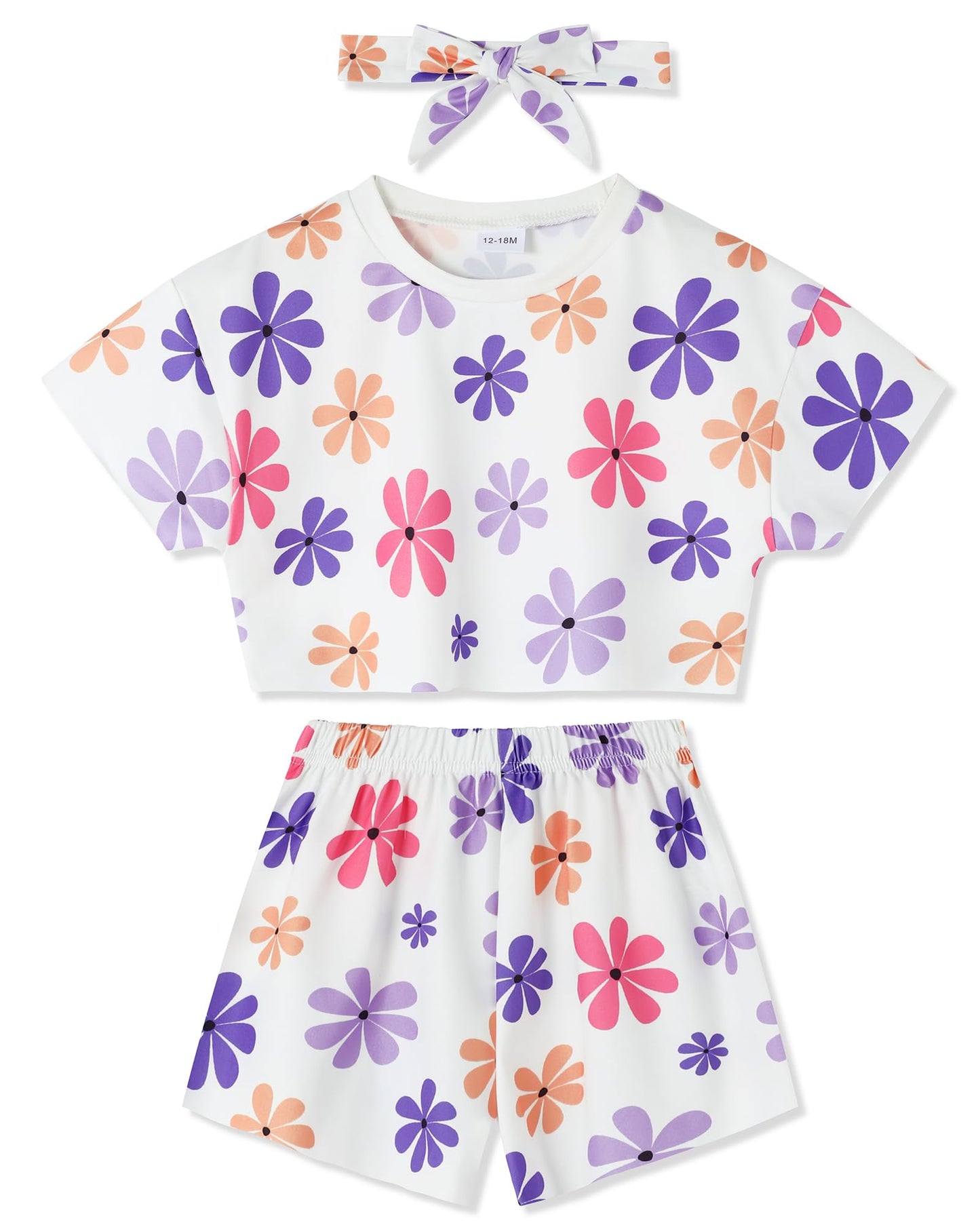 WESIDOM Toddler Girl Clothes Baby Girls Outfits 6M-5T Summer Floral Print Shirt+Shorts+Headband 3pcs Baby Clothing