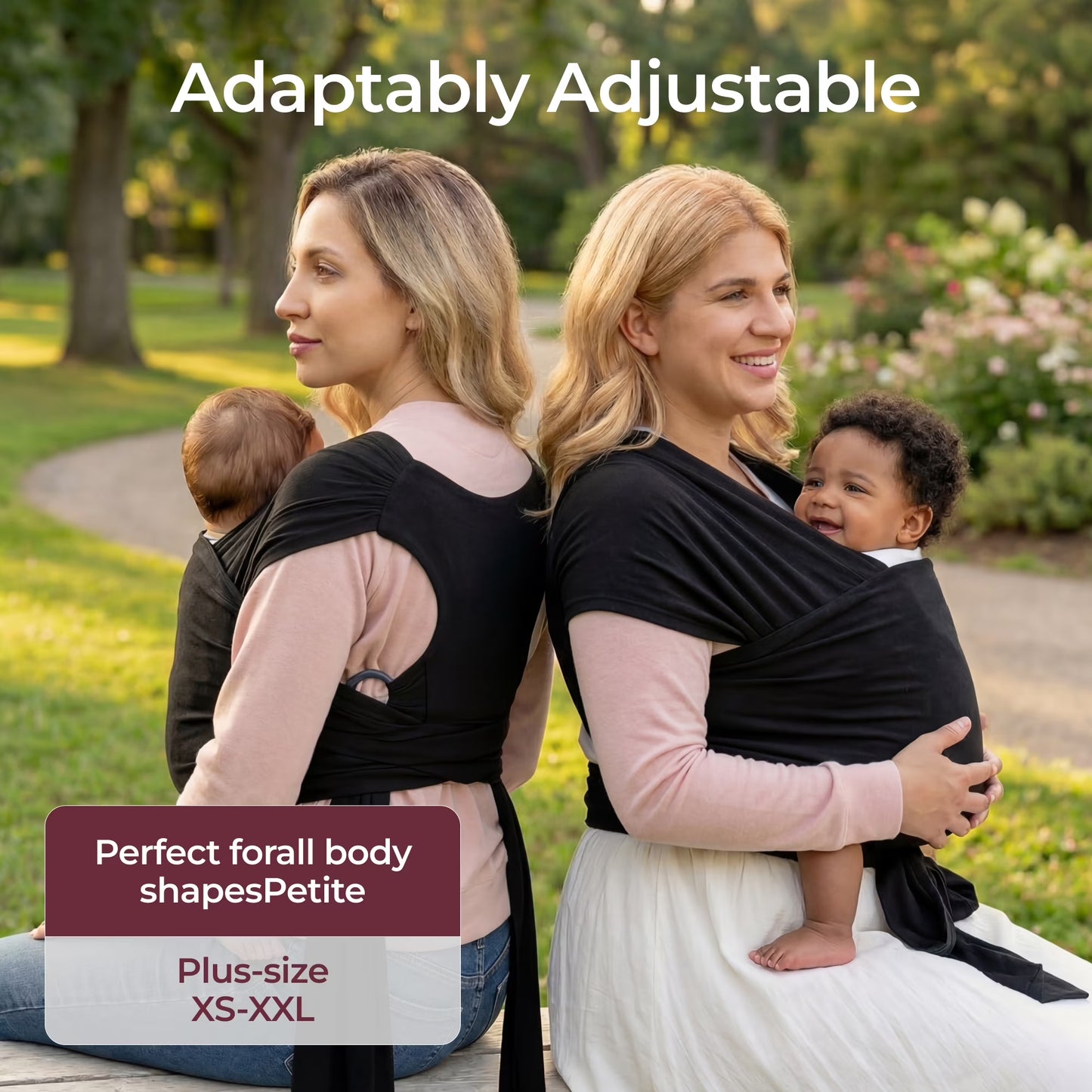 Baby Wrap Carrier, Adjustable Baby Carriers for Newborn to Toddler 7–44 Lb (About 0–36 Months), Black