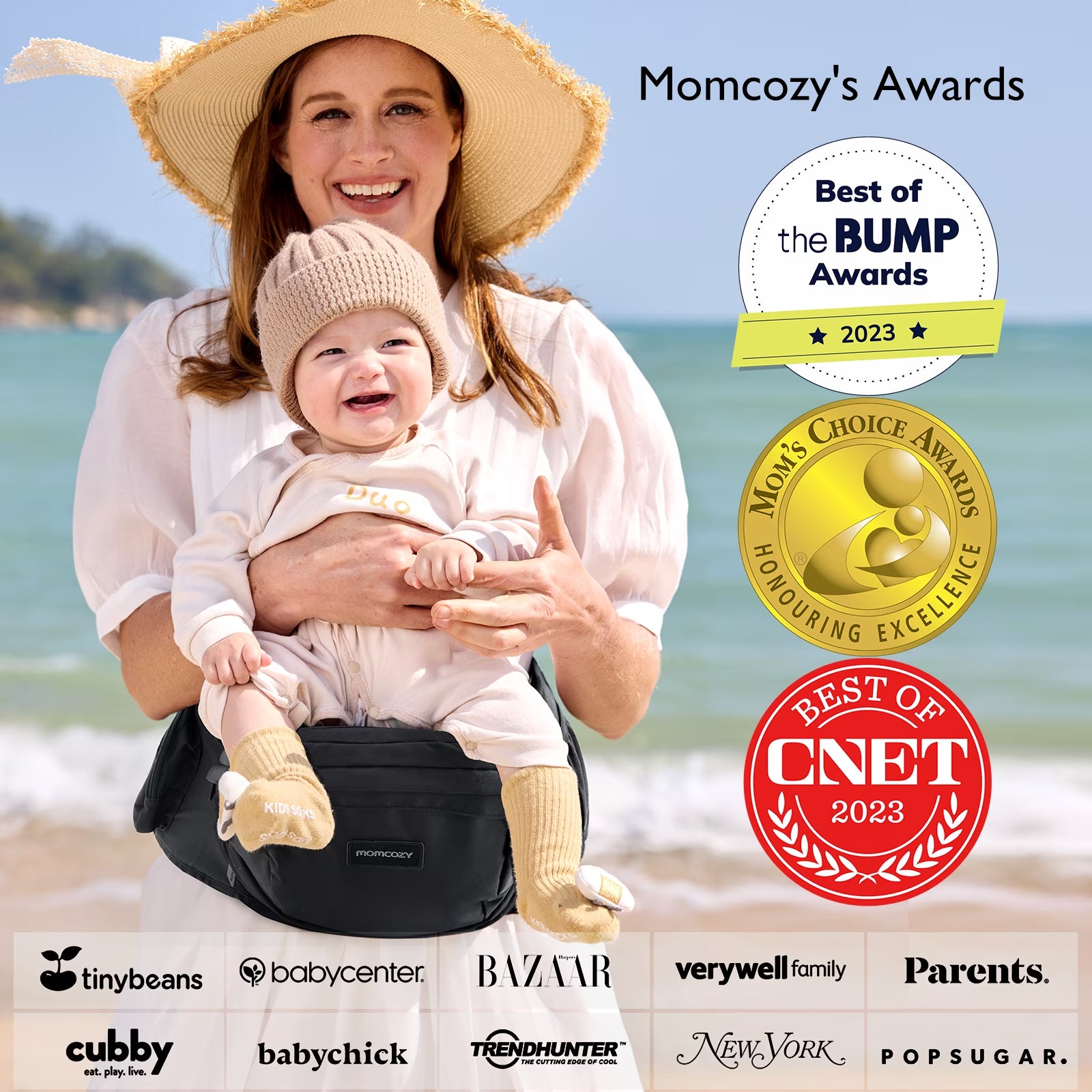 Baby Hip Seat Carrier with Adjustable Waistband 3D Belly Protector EVA Massage Board M Size